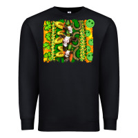 Black st patricks cow and coin wıth clovers and leopard brushstrokes Premium Sweatshirt - Artiststas