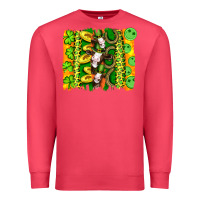 St Patricks Cow And Coin Wıth Clovers And Leopard Brushstrokes Premium Sweatshirt | Teevron
