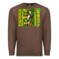 Chestnut st patricks cow and coin wıth clovers and leopard brushstrokes Premium Sweatshirt - Artiststas