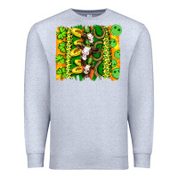 Heather Grey st patricks cow and coin wıth clovers and leopard brushstrokes Premium Sweatshirt - Artiststas