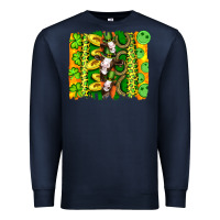 Navy st patricks cow and coin wıth clovers and leopard brushstrokes Premium Sweatshirt - Artiststas