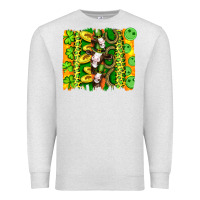 Oatmeal Heather st patricks cow and coin wıth clovers and leopard brushstrokes Premium Sweatshirt - Artiststas