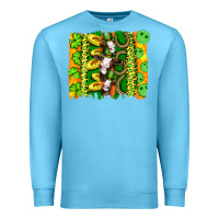 Ocean Blue st patricks cow and coin wıth clovers and leopard brushstrokes Premium Sweatshirt - Artiststas