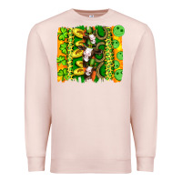 Pale Pink st patricks cow and coin wıth clovers and leopard brushstrokes Premium Sweatshirt - Artiststas