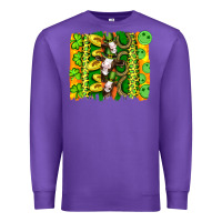 Purple st patricks cow and coin wıth clovers and leopard brushstrokes Premium Sweatshirt - Artiststas