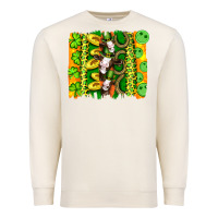 Sandshell st patricks cow and coin wıth clovers and leopard brushstrokes Premium Sweatshirt - Artiststas