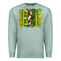 Seafoam st patricks cow and coin wıth clovers and leopard brushstrokes Premium Sweatshirt - Artiststas