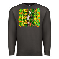 Smoke st patricks cow and coin wıth clovers and leopard brushstrokes Premium Sweatshirt - Artiststas
