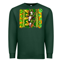 Sports Green st patricks cow and coin wıth clovers and leopard brushstrokes Premium Sweatshirt - Artiststas