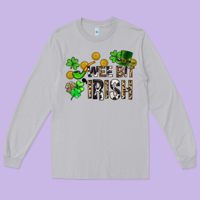 Wee Bit O' Irish St. Patrick's Long Sleeve Tee Designed By Cowgirlartshop