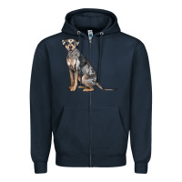 Navy catahoula leopard dog Zipper Hoodie - LillyAllenDesigns
