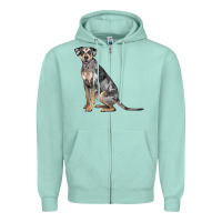 Seafoam catahoula leopard dog Zipper Hoodie - LillyAllenDesigns