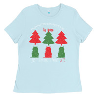 Baby Blue All Want For Christmas is You Just Kidding I Want Cats Ladies Tee - Bettercallsaul