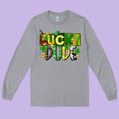 Lucky Dude  St. Patrick's Day Long Sleeve Tee Designed By Cowgirlartshop