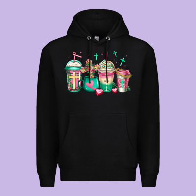 Religious Christian Coffee Cups Premium Hoodie Designed By Jasminsmagicworld