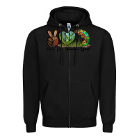 Black Peace Love Chameleon Lizard Zipper Hoodie - LillyAllenDesigns