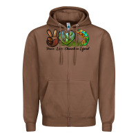 Chestnut Peace Love Chameleon Lizard Zipper Hoodie - LillyAllenDesigns
