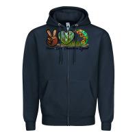 Navy Peace Love Chameleon Lizard Zipper Hoodie - LillyAllenDesigns