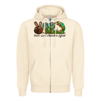 Peace Love Chameleon Lizard Zipper Hoodie | Teevron
