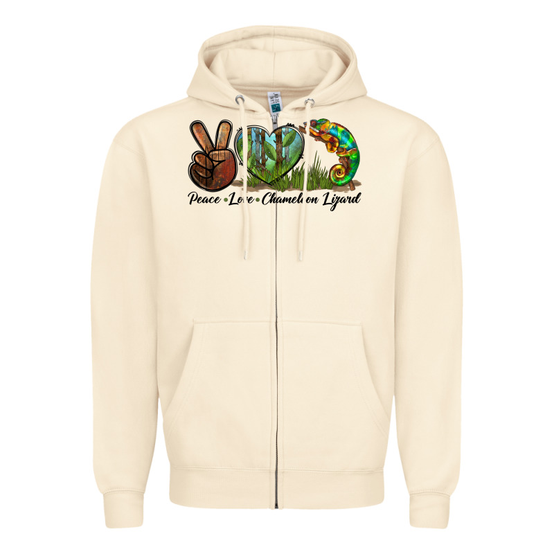 Peace Love Chameleon Lizard Zipper Hoodie by LillyAllenDesigns | Teevron