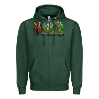 Sports Green Peace Love Chameleon Lizard Zipper Hoodie - LillyAllenDesigns