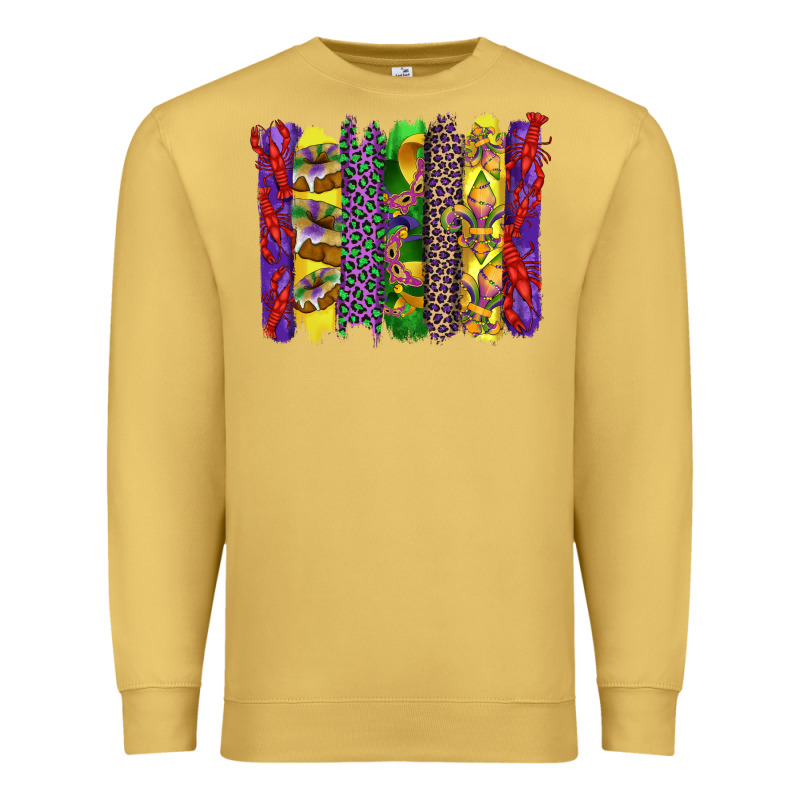 Mardi Gras Crawfish Cake And Mask With Leopar And Fleur De Lis Brushst Premium Sweatshirt by Artiststas | Teevron