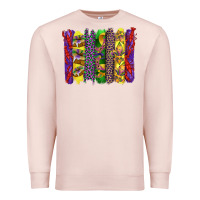 Pale Pink mardi gras crawfish cake and mask with leopar and fleur de lis brushst Premium Sweatshirt - Artiststas