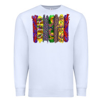 White mardi gras crawfish cake and mask with leopar and fleur de lis brushst Premium Sweatshirt - Artiststas