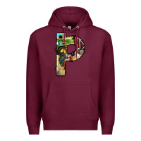 Burgundy farm life alphabet lowercase letters p Premium Hoodie - BundleAndBundleShop