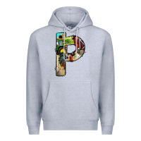Heather Grey farm life alphabet lowercase letters p Premium Hoodie - BundleAndBundleShop
