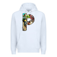 White farm life alphabet lowercase letters p Premium Hoodie - BundleAndBundleShop