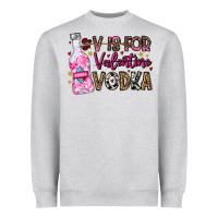 Heather Grey V is For Valentine Vodka Heavyweight Sweatshirt - CowhideDigitalArt