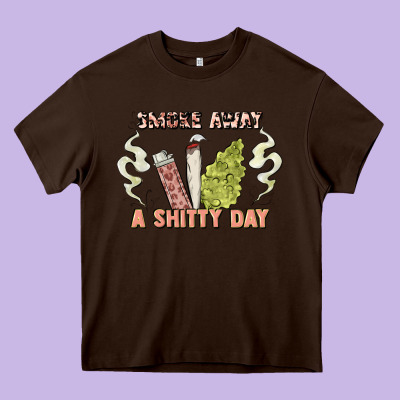Smoke Away A Sh Tty Day Heavy Core Tee Designed By Artiststas