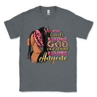 Charcoal Heather She who kneels before god can stand before anyone Classic Tee - RanaPortraitStore