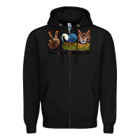 Black Peace Love Bengal Cat Head Zipper Hoodie - LillyAllenDesigns