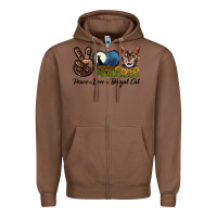 Chestnut Peace Love Bengal Cat Head Zipper Hoodie - LillyAllenDesigns