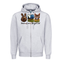 Heather Grey Peace Love Bengal Cat Head Zipper Hoodie - LillyAllenDesigns