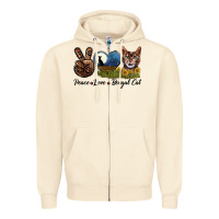 Sandshell Peace Love Bengal Cat Head Zipper Hoodie - LillyAllenDesigns