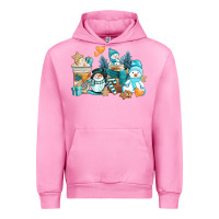 Fuchsia Pink winter snowman coffee cups Urban Hoodie - AdoDesignShop
