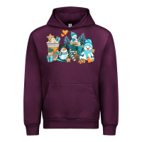 Mauve Wine winter snowman coffee cups Urban Hoodie - AdoDesignShop