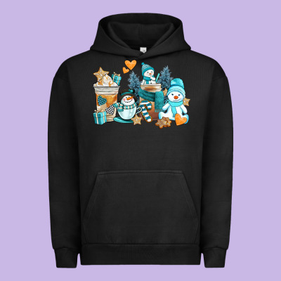 Winter Snowman Coffee Cups Urban Hoodie Designed By Adodesignshop
