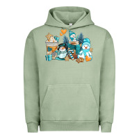 Pigment Oil Green winter snowman coffee cups Urban Hoodie - AdoDesignShop