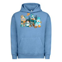 Pigment Pebble Blue winter snowman coffee cups Urban Hoodie - AdoDesignShop