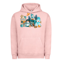 Pigment Salmon winter snowman coffee cups Urban Hoodie - AdoDesignShop