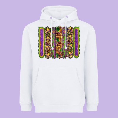 Mardi Gras Fleur De Lis Mask Leopard Glitter  Brushstrokes Heavyweight Hoodie Designed By Artiststas