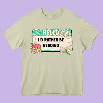 Hello Id Rather Be Reading Heavy Core Tee Designed By Artiststas