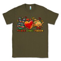 Army Green Peace love tacos Classic Tee - NancyCooperArtShop