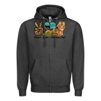 Charcoal Heather Peace Love Persian Cat Zipper Hoodie - LillyAllenDesigns