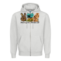 Dove Grey Peace Love Persian Cat Zipper Hoodie - LillyAllenDesigns