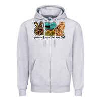 Heather Grey Peace Love Persian Cat Zipper Hoodie - LillyAllenDesigns